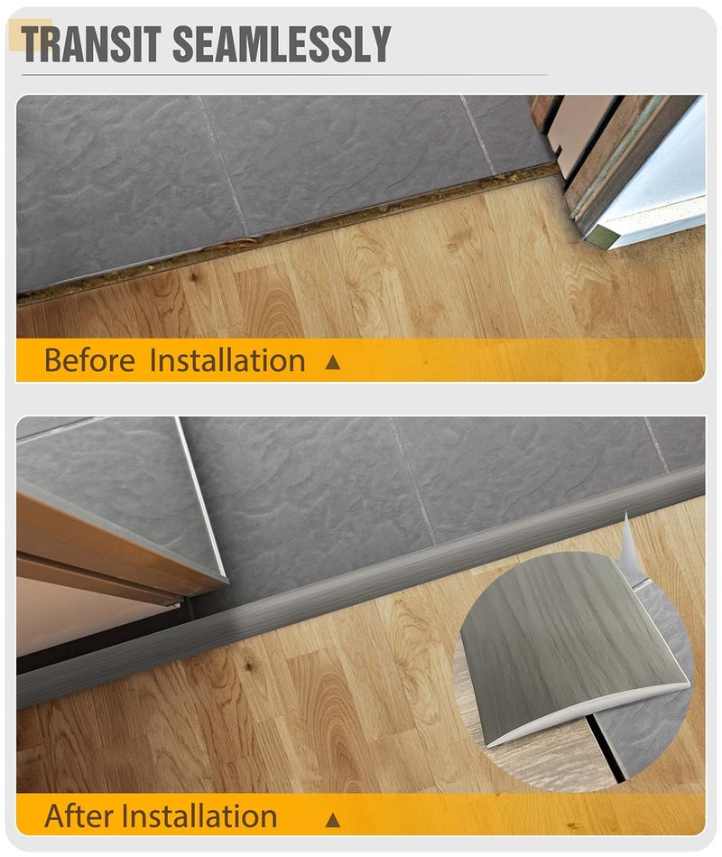 bnell Floor Transition Strip Floor Cover Strips Self Adhesive Flooring Transitions Laminate Floor Strip Vinyl Floor Flat Divider Strip for for Joining Floor Gaps (3.28FT,2in, Ash Wood Grain) - Image 5